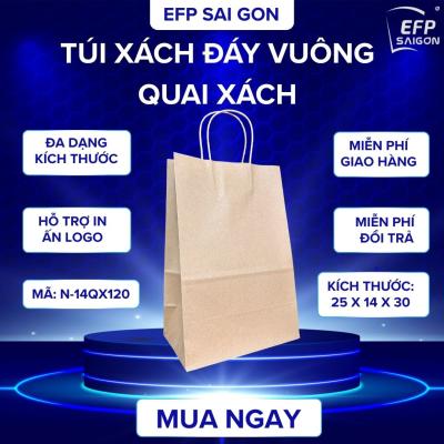 TÚI GIẤY KRAFT ĐÁY VUÔNG QUAI XÁCH – BAO BÌ ĐA DỤNG CHO F&B, BÁN LẺ & THƯƠNG MẠI